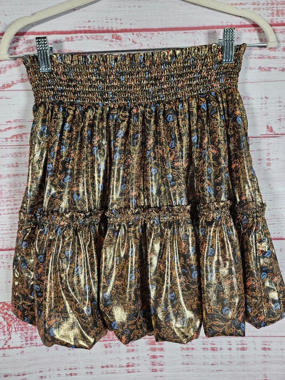 Free People Metallic Bubble Mini Skirt